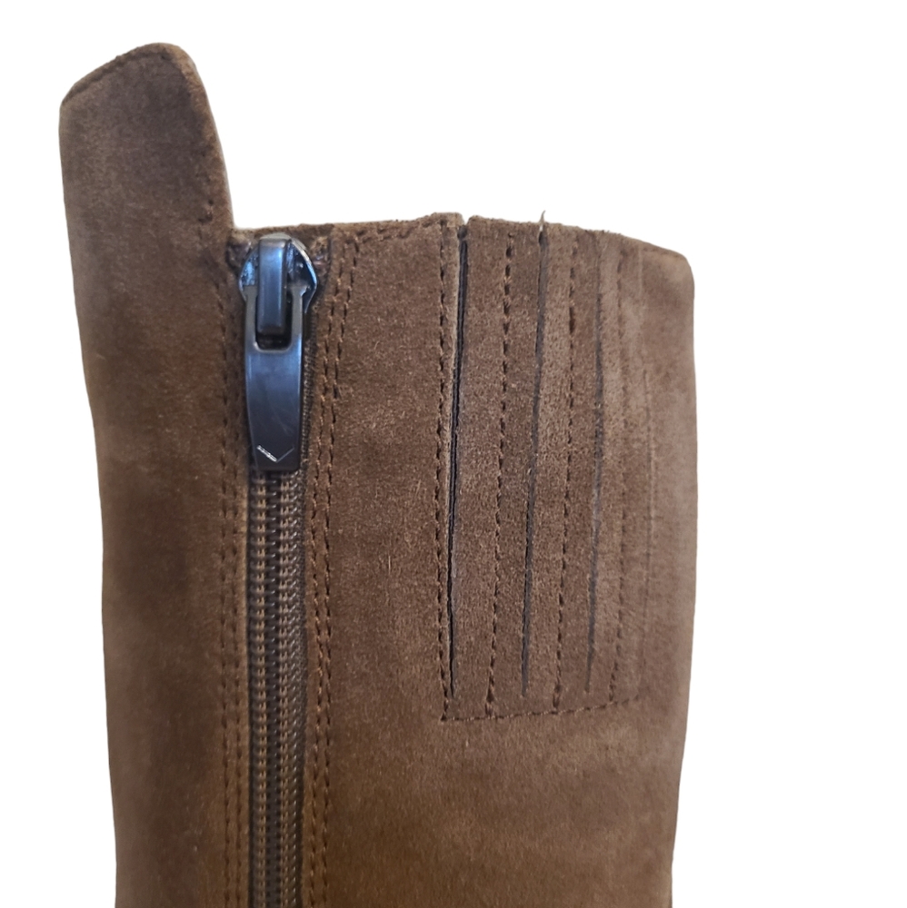 Via Spiga Prish suede riding boot, stacked heel, leather strap with buckle - Picture 6 of 10